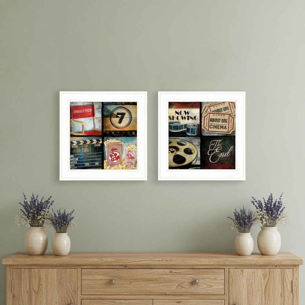 Set Of Two At The Movies 1 White Framed Print Wall Art HomeRoots