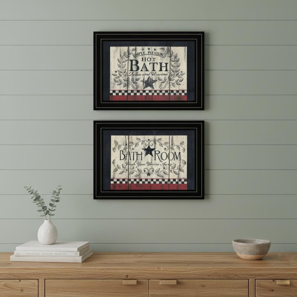 Set Of Two Hot Bath Black Framed Print Bathroom Wall Art HomeRoots