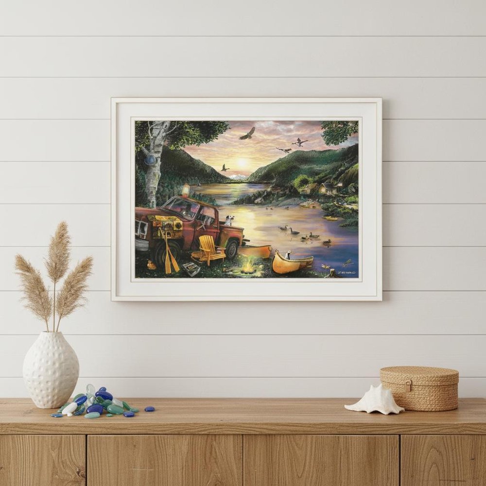 Lakefront Camping I 2 White Framed Print Wall Art HomeRoots
