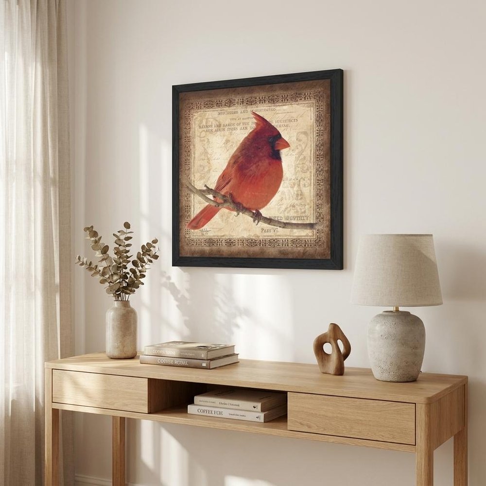 Male Cardinal 2 Black Framed Print Wall Art HomeRoots