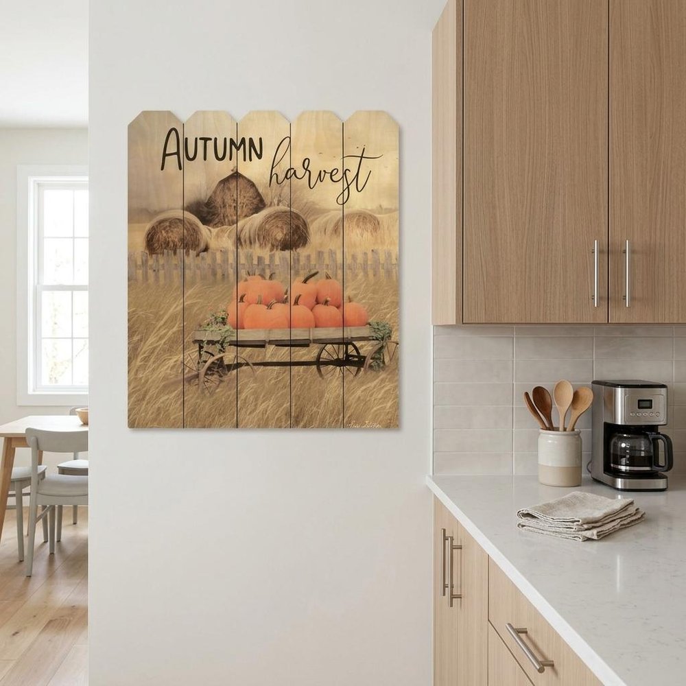 20" x 16" Autumn Harvest Pumpkins Wood Picket Fence Wall Art HomeRoots