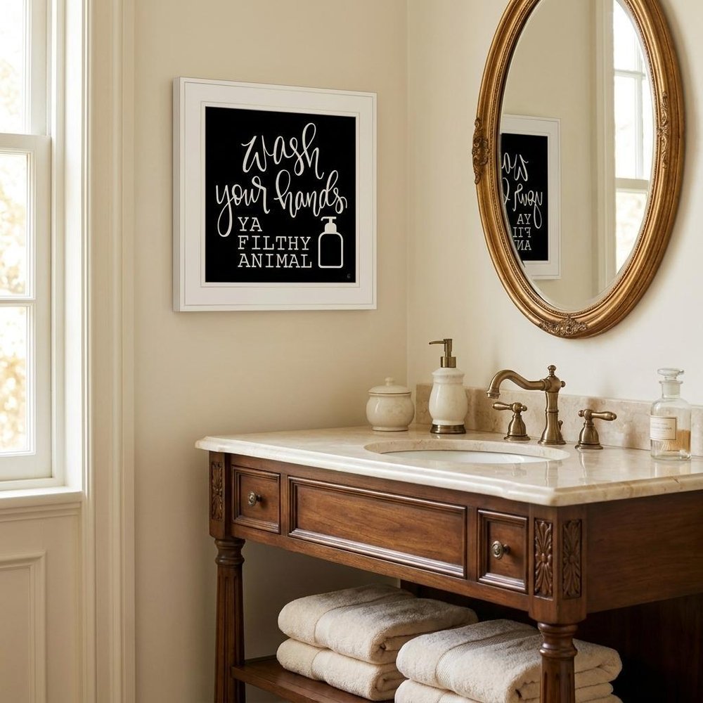 Wash Your Hands 1 White Framed Print Bathroom Wall Art HomeRoots