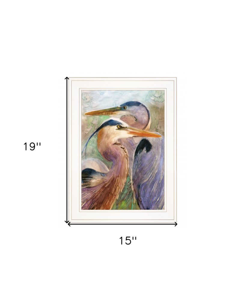 Blue Heron Duet 1 White Framed Print Wall Art HomeRoots