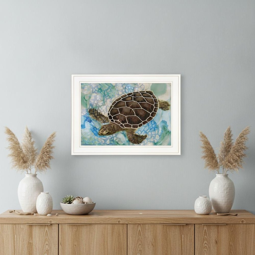 Sea Turtles Collage II 1 White Framed Print Wall Art HomeRoots