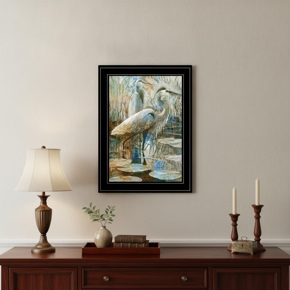 Marsh Herons I 2 Black Framed Print Wall Art HomeRoots