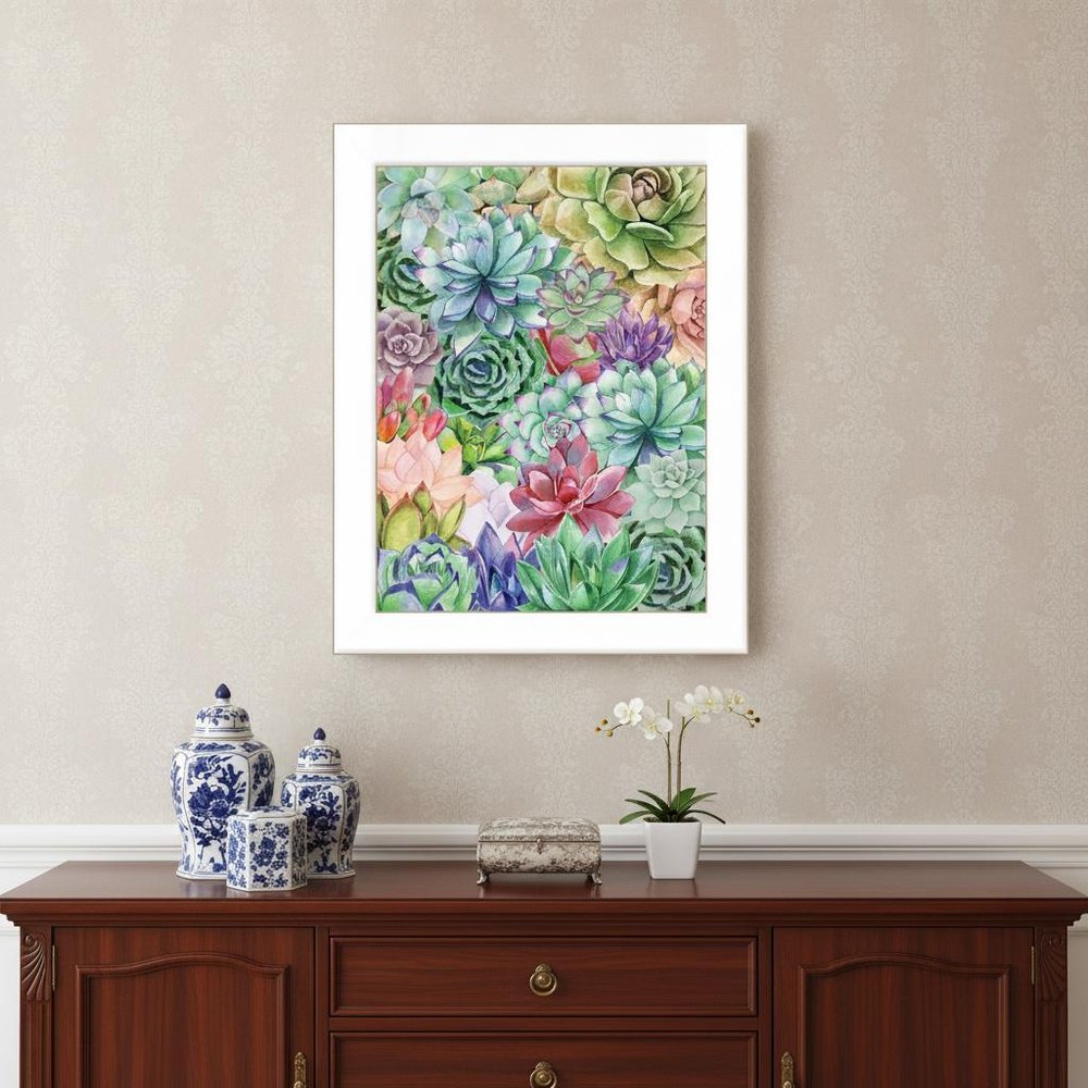 Succulents Paradise 1 White Framed Print Wall Art HomeRoots