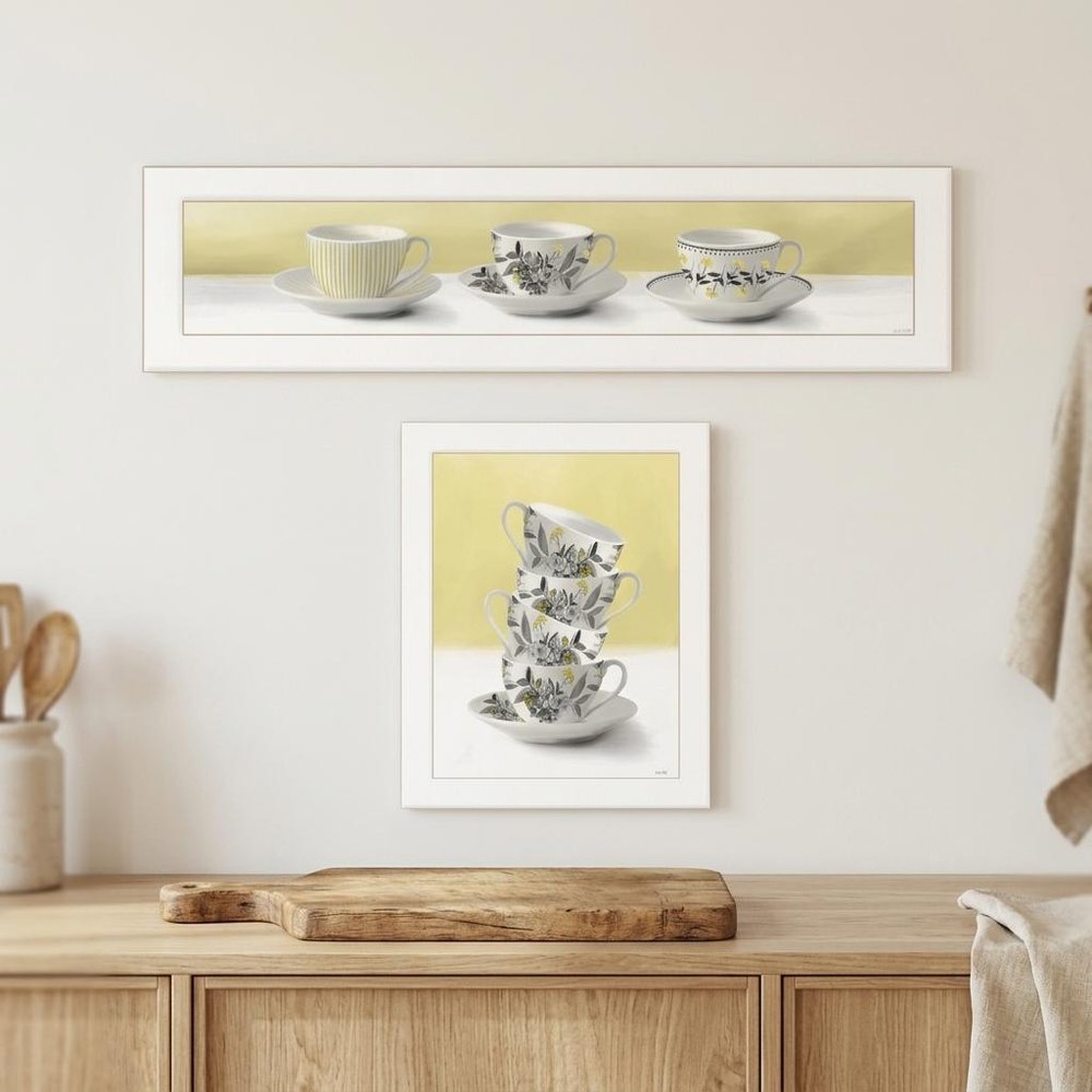 Set Of Two Teacups White Framed Print Kitchen Wall Art HomeRoots