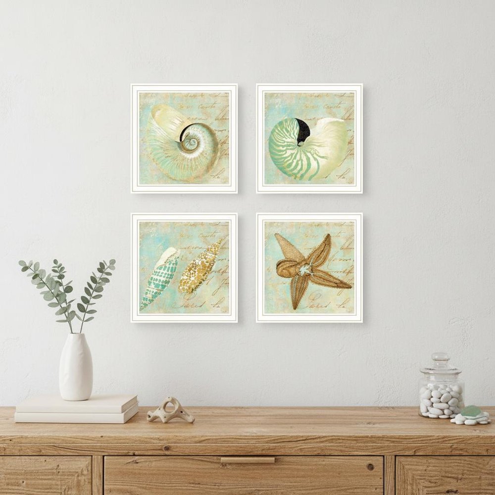 Set Of Four Ocean 2 White Framed Print Wall Art HomeRoots