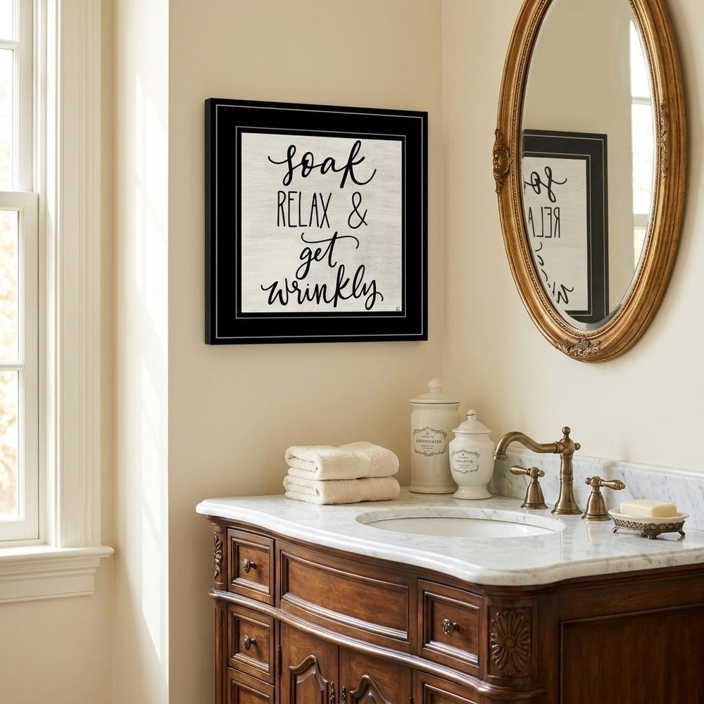 Lets Get Wrinkly 2 Black Framed Print Bathroom Wall Art HomeRoots