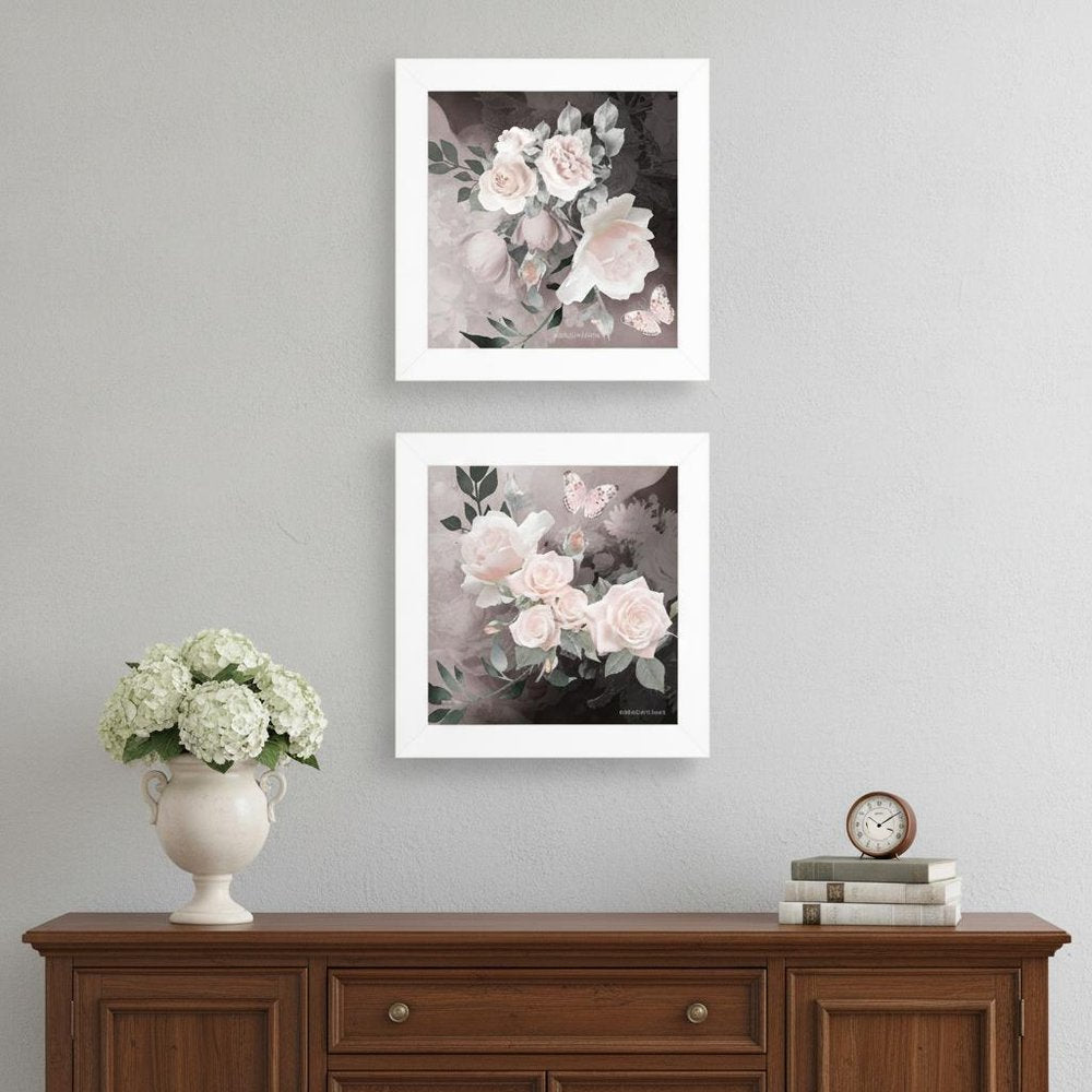 Set Of Two Noir Roses 5 White Framed Print Wall Art HomeRoots