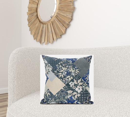 20" Gray Cream Floral Suede Throw Pillow FurniFindUSA