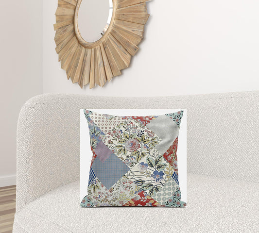 20" Red Gold Floral Suede Throw Pillow FurniFindUSA