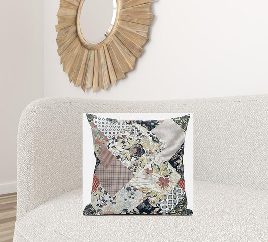 20" Peach Black Floral Suede Throw Pillow FurniFindUSA