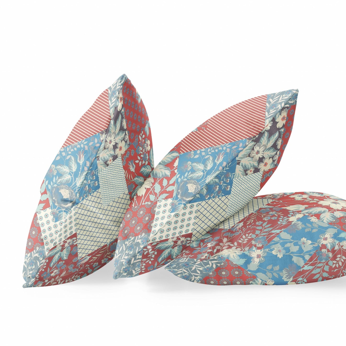 20" Aqua Red Floral Suede Throw Pillow FurniFindUSA