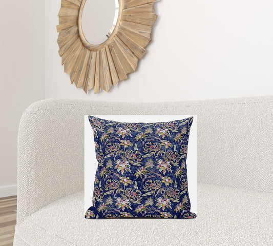 20" Blue Yellow Roses Suede Throw Pillow FurniFindUSA