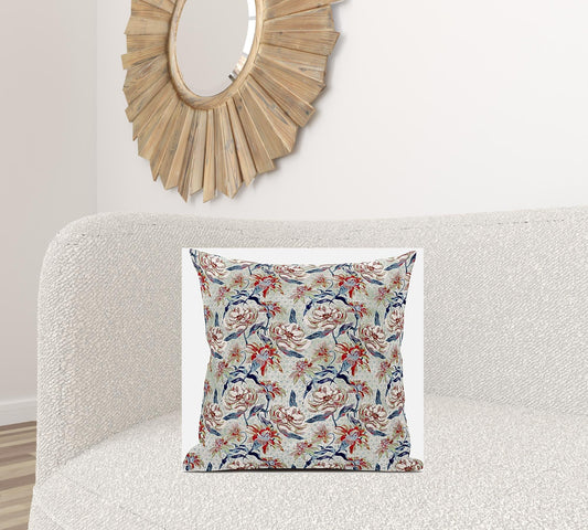 20" Red Indigo Roses Suede Throw Pillow FurniFindUSA