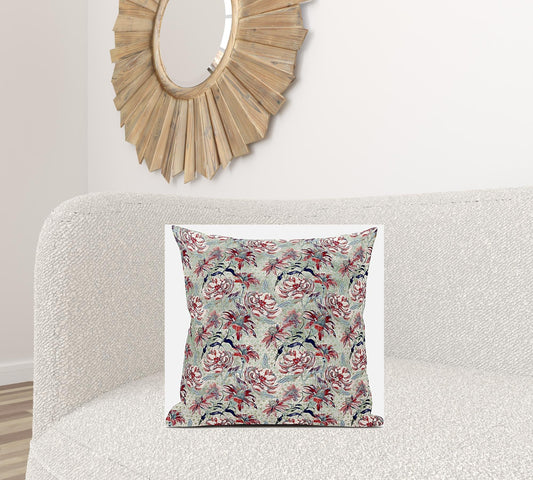 20" Red Pale Green Roses Suede Throw Pillow 5.0" (L) x 20.0" (W) x 20.0" (H) FurniFindUSA