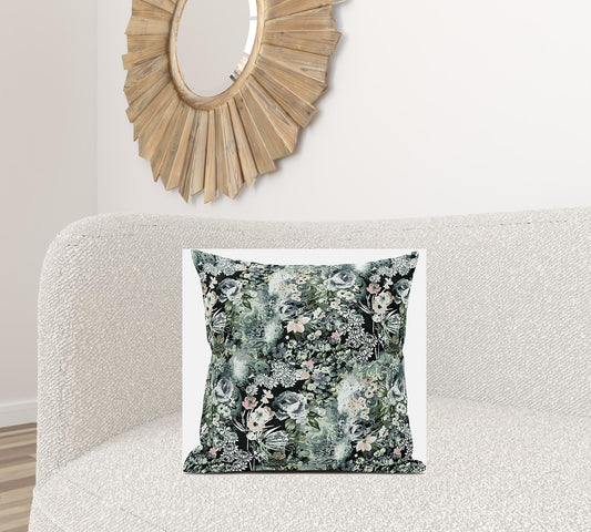 20" Green Gray Springtime Suede Throw Pillow FurniFindUSA