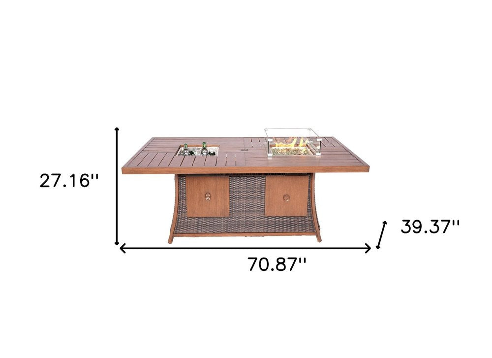 71" Brown Aluminum Cooler Insert with Umbrella Hole HomeRoots
