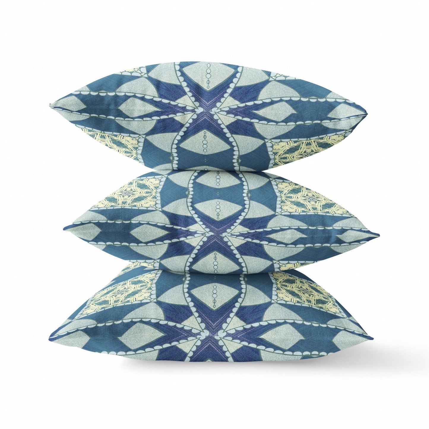 20" Blue Cream Cosmic Circle Boho Suede Throw Pillow FurniFindUSA