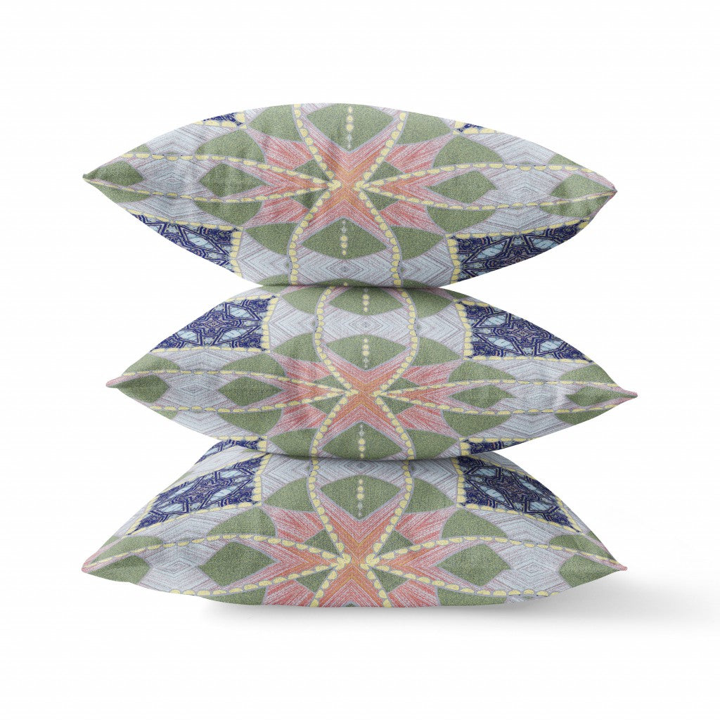 20" Green Pink Cosmic Circle Boho Suede Throw Pillow FurniFindUSA