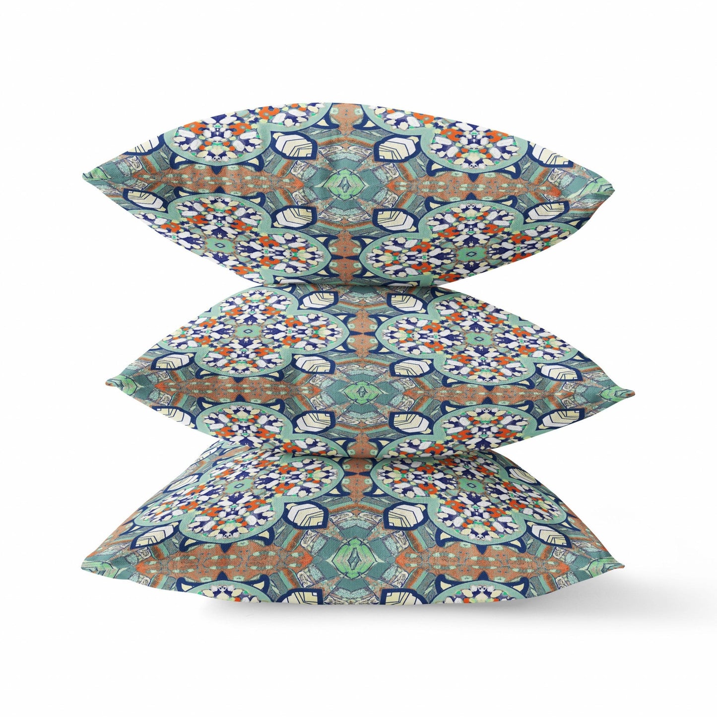 20" Green Orange Cloverleaf Boho Suede Throw Pillow 5.0" (L) x 20.0" (W) x 20.0" (H) FurniFindUSA