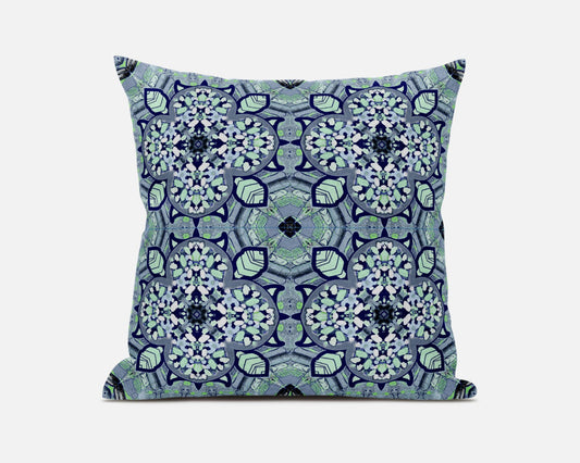 20" Blue Aqua Cloverleaf Boho Suede Throw Pillow FurniFindUSA