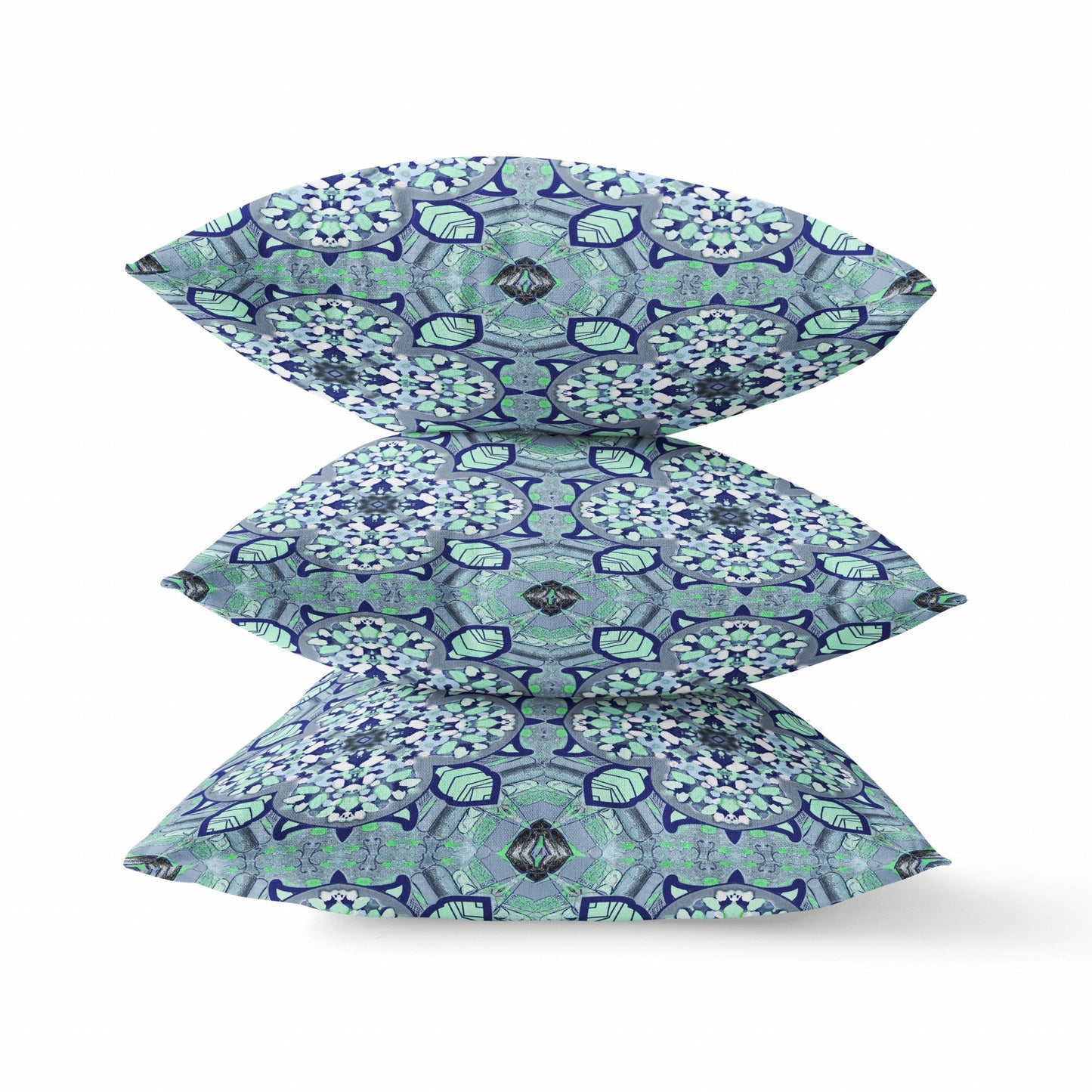 20" Blue Aqua Cloverleaf Boho Suede Throw Pillow FurniFindUSA