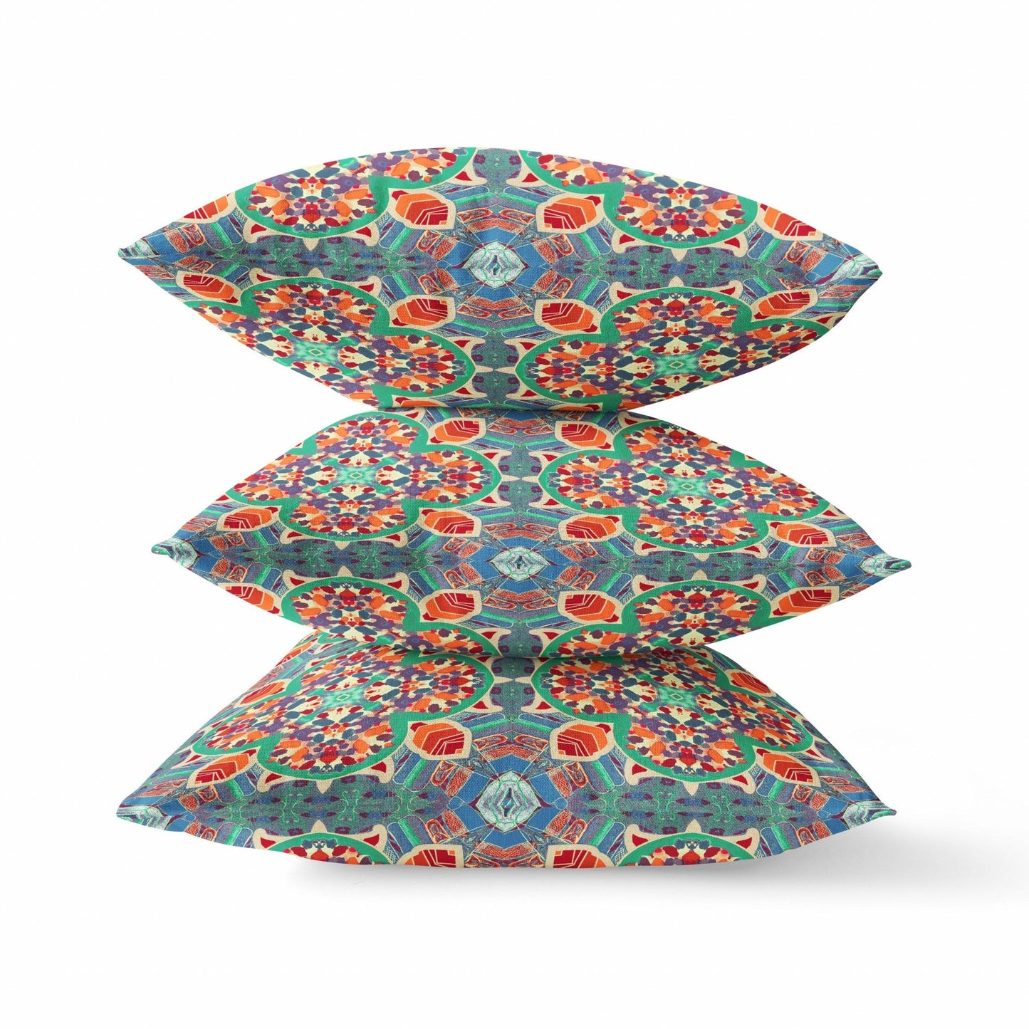 20" Orange Green Cloverleaf Boho Suede Throw Pillow FurniFindUSA