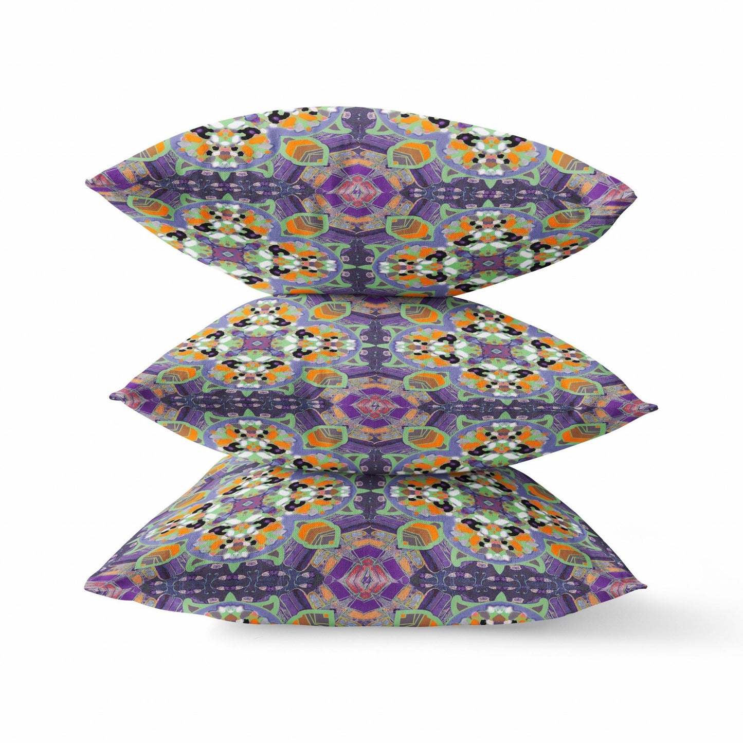 20" Purple Orange Cloverleaf Boho Suede Throw Pillow FurniFindUSA