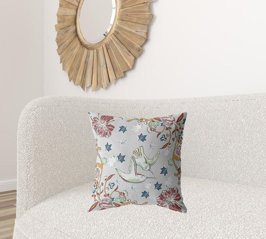 20" Gray Bird Decorative Suede Throw Pillow FurniFindUSA