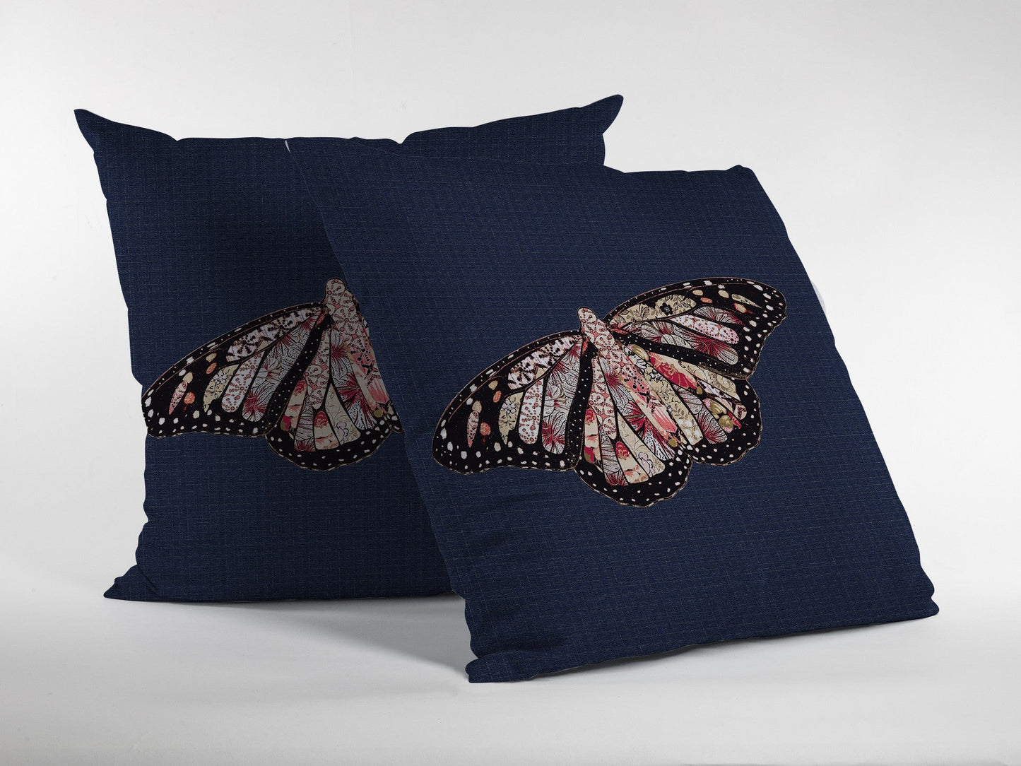 20" Denim Blue Butterfly Suede Throw Pillow FurniFindUSA