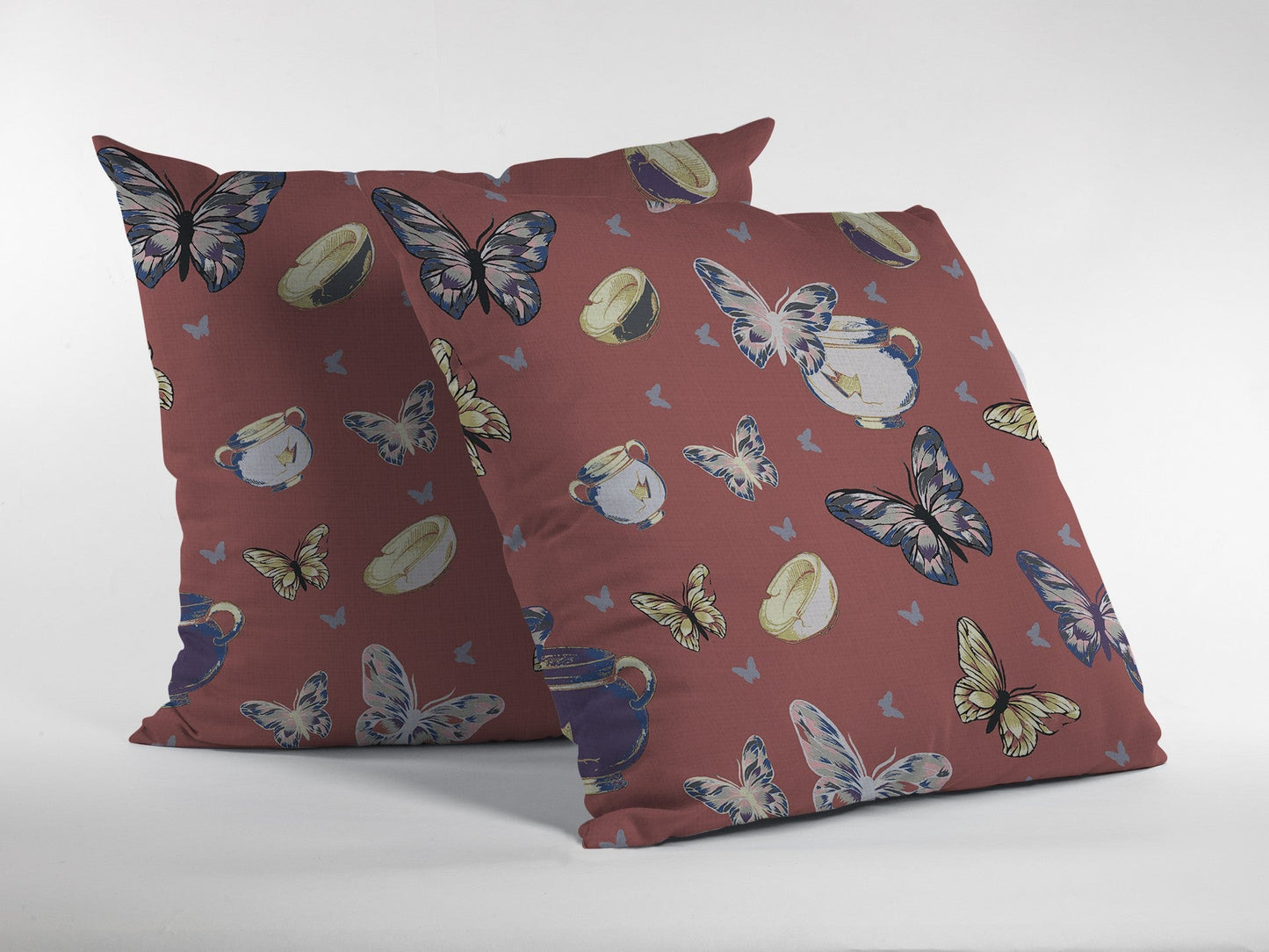 20" Copper Rose Butterflies Decorative Suede Throw Pillow FurniFindUSA
