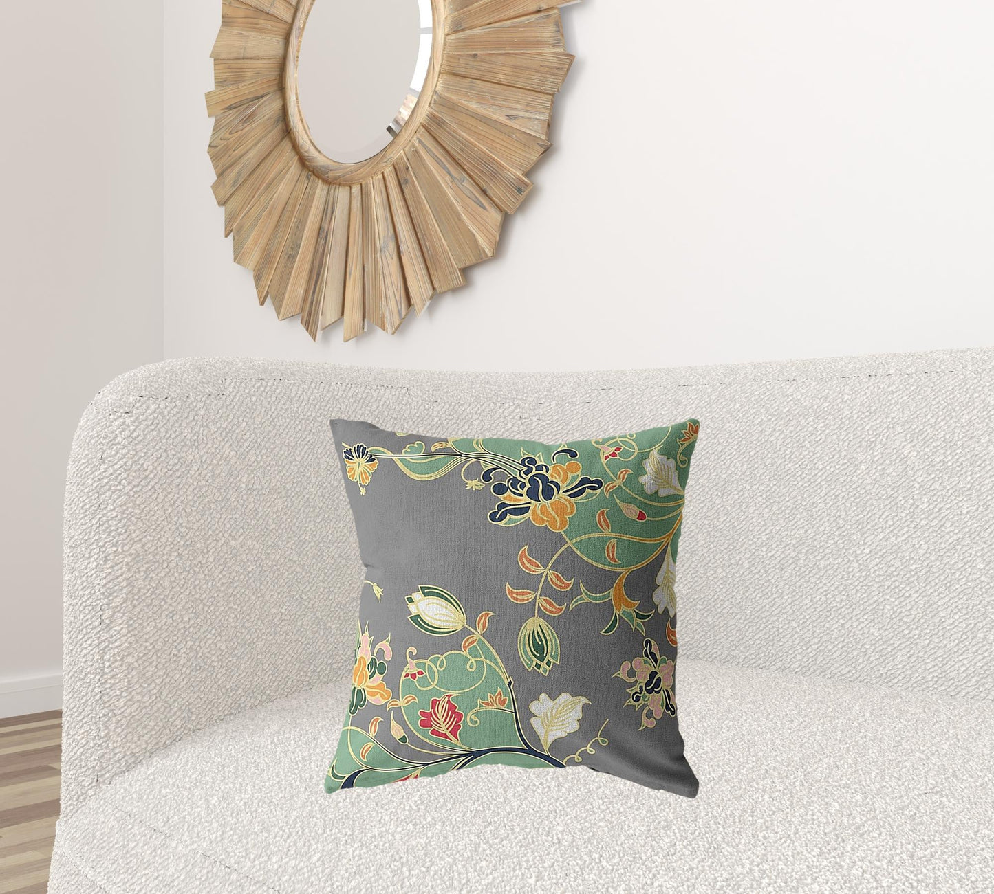 20" Green Gray Garden Decorative Suede Throw Pillow FurniFindUSA