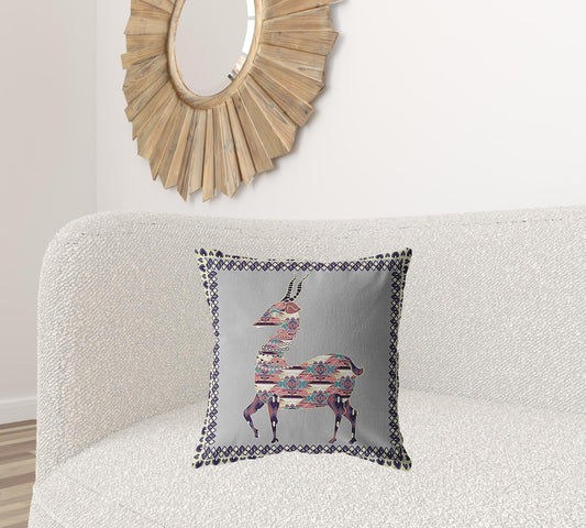 20" Purple Cream Boho Deer Suede Throw Pillow FurniFindUSA