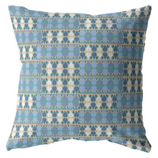 20" Blue Cream Spades Suede Throw Pillow FurniFindUSA