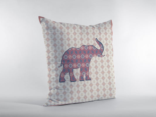 20" Magenta Elephant Decorative Suede Throw Pillow FurniFindUSA