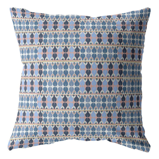 20" Blue Gray Spades Suede Throw Pillow FurniFindUSA