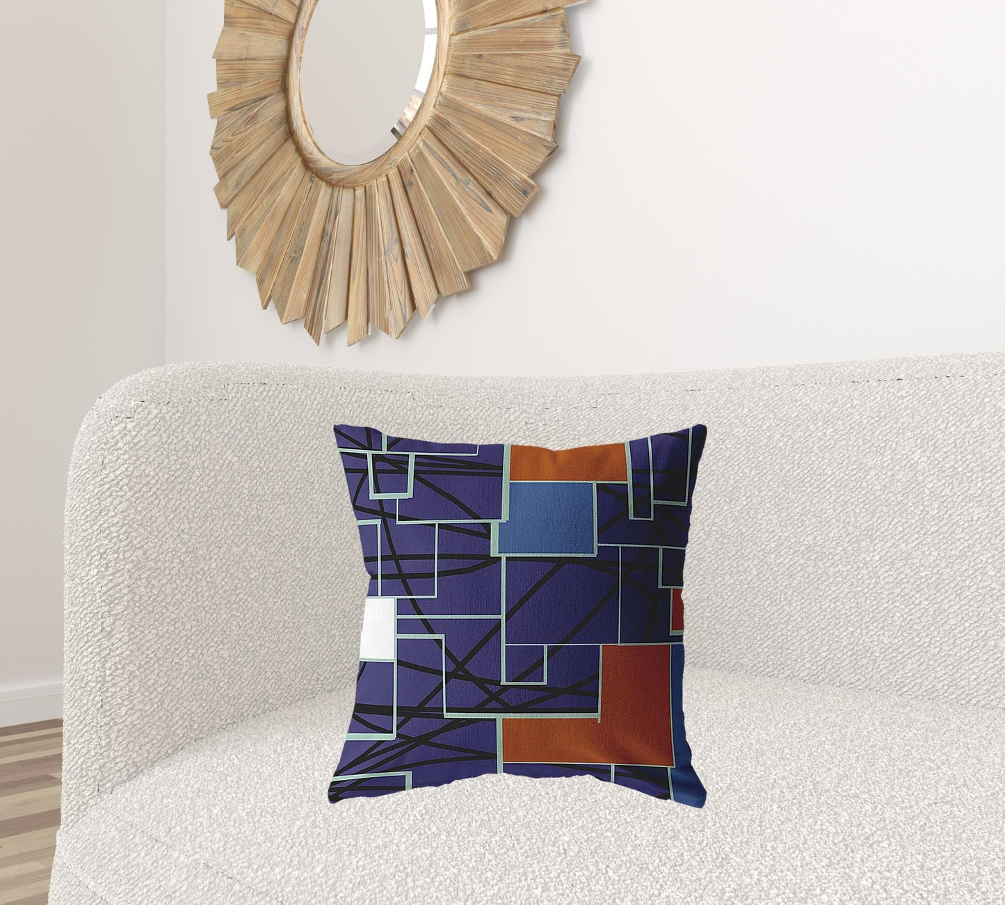 20" Navy Puzzle Piece Suede Throw Pillow FurniFindUSA