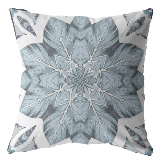 20" Blue Floral Forest Suede Throw Pillow FurniFindUSA