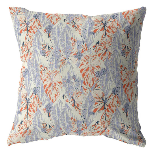 20" Orange Lavender Tropics Suede Throw Pillow FurniFindUSA