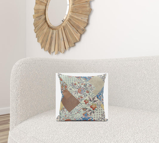 16" Orange Yellow Floral Zippered Suede Throw Pillow FurniFindUSA