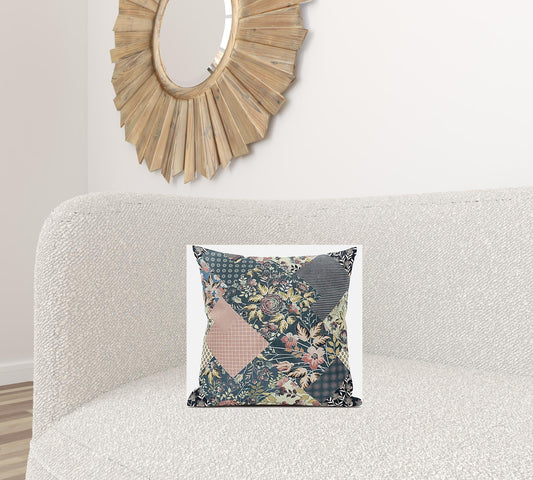 16" Green Peach Floral Zippered Suede Throw Pillow FurniFindUSA