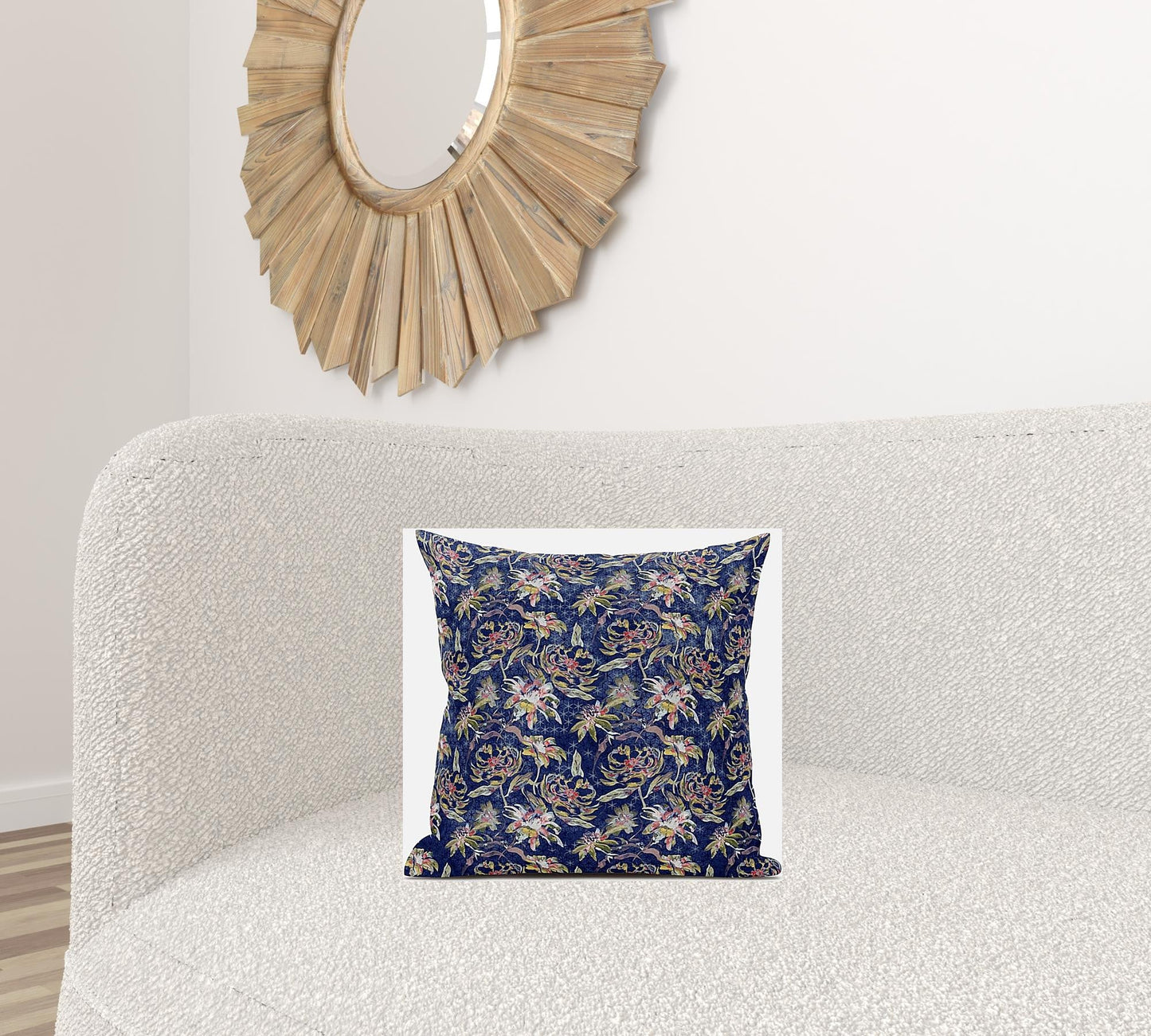 16" Blue Yellow Roses Zippered Suede Throw Pillow FurniFindUSA
