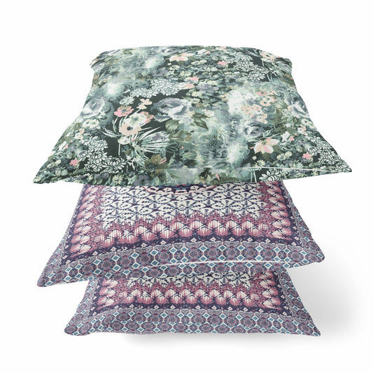 16" Green Gray Springtime Zippered Suede Throw Pillow FurniFindUSA