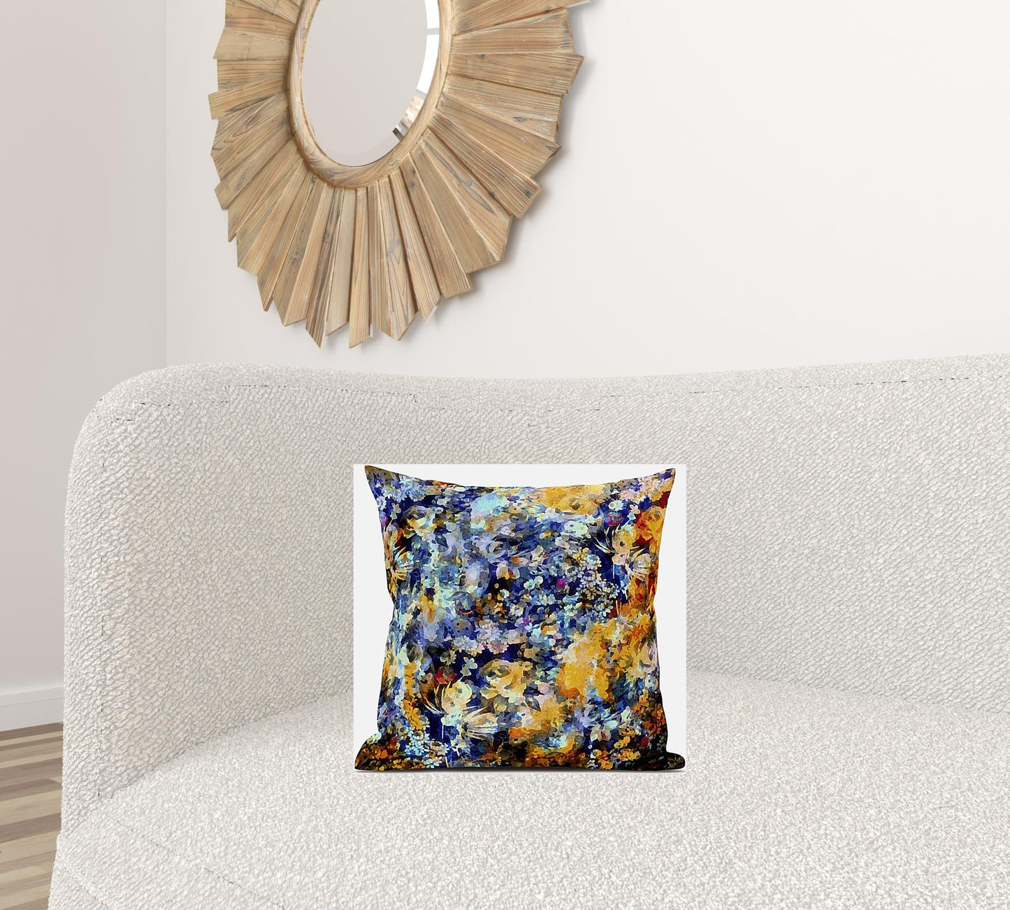 16" Orange Indigo Springtime Zippered Suede Throw Pillow FurniFindUSA