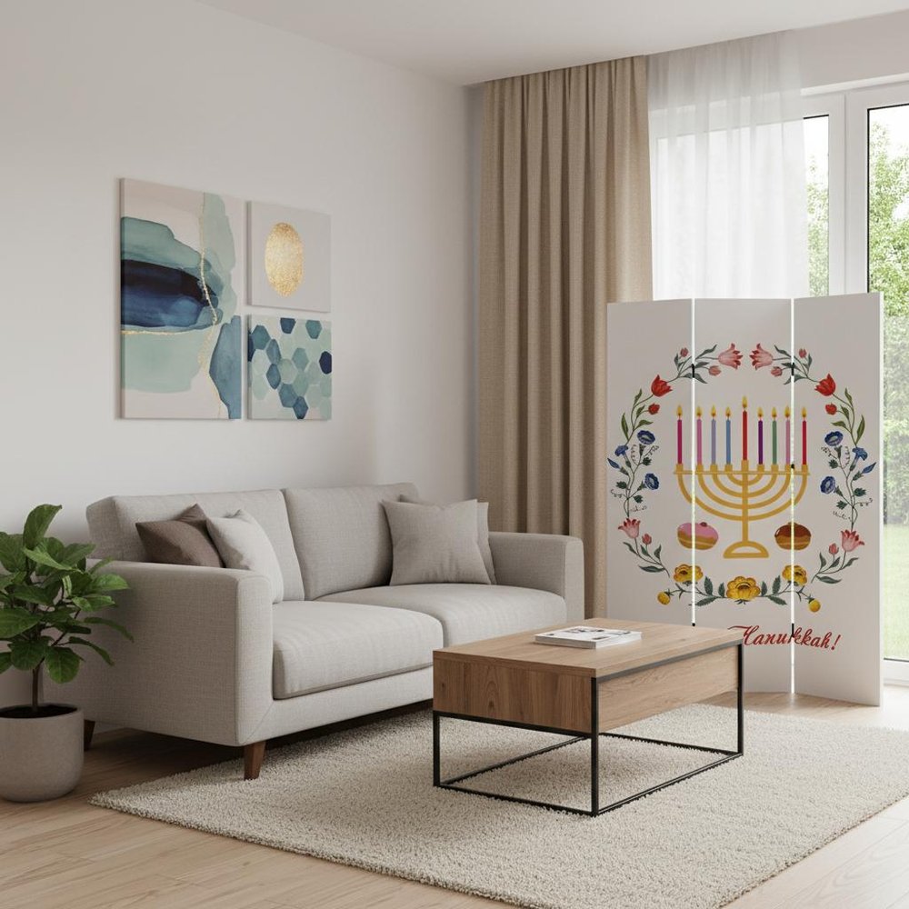 72" White Folding Three Panel Screen Room Divider HomeRoots