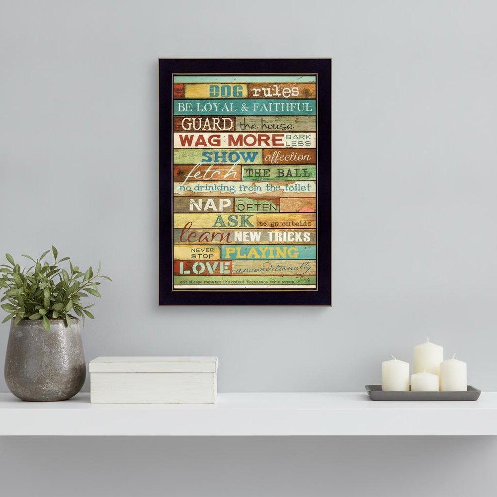 Dog Rules 1 Black Framed Print Wall Art HomeRoots