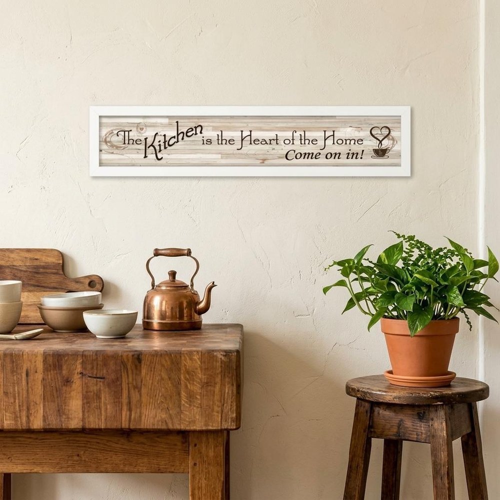 Kitchen Is The Heart of The Home White Framed Print Kitchen Wall Art HomeRoots