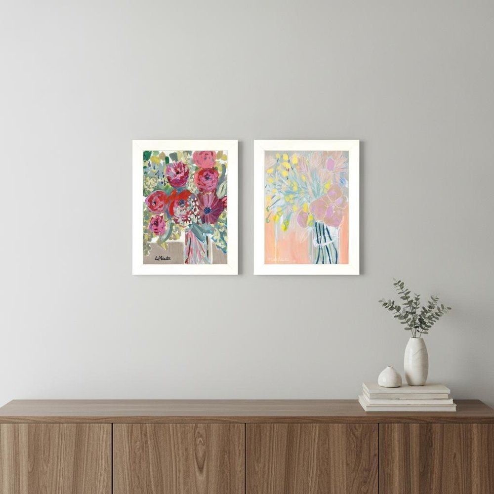 Set Of Two Pastel Bouquets Maybe Shes a Wildflower White Framed Print Wall Art HomeRoots